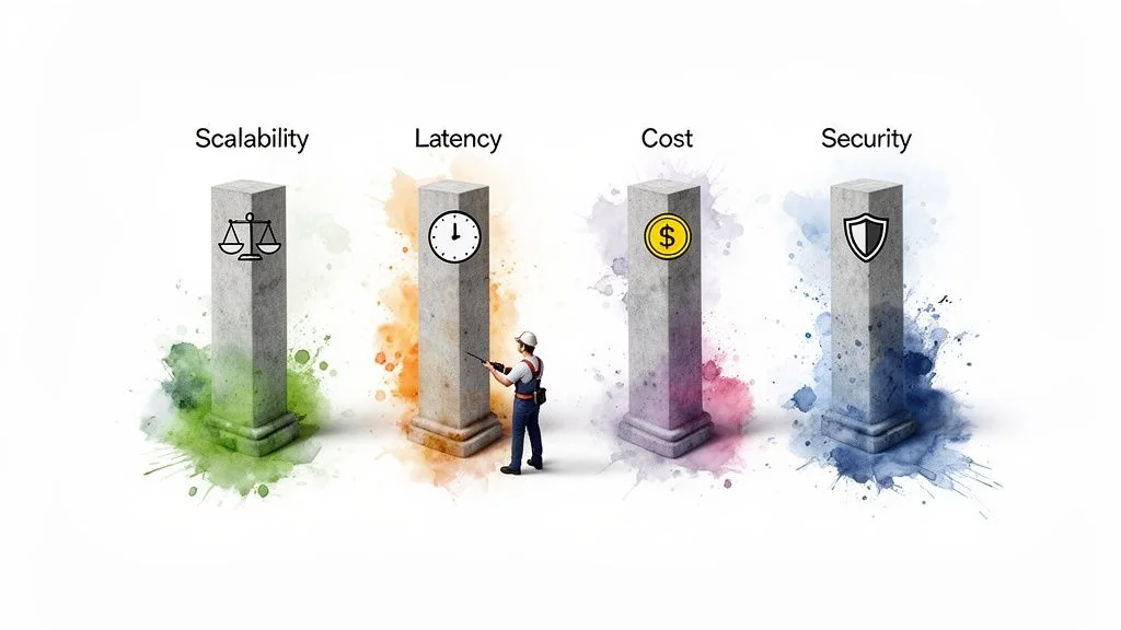 Data flow visualization depicting data being moved from sources, processed in a facility, and delivered via API.